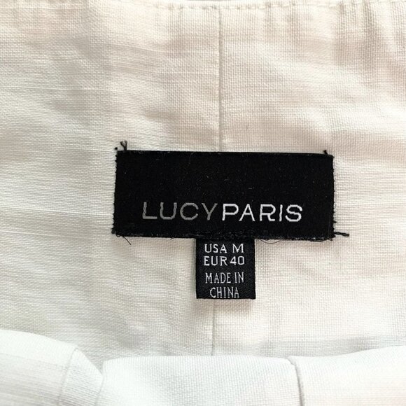 LUCY PARIS WHITE LAUREN PAPERBACK BROWN BUTTON FRONT MINI SKIRT - M - Picture 6 of 9